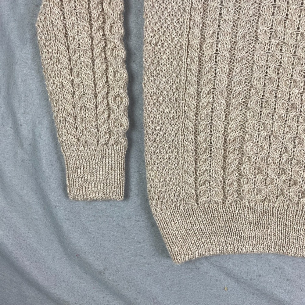 Aran Irish Womens Merino Wool Sweater XL Cable Traditional Fisherman Pullover - Picture 9 of 13